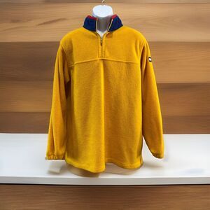 TOMMY HILFIGER Men's XL Vintage Yellow 1/4-Zip Pullover Fleece Sweater
